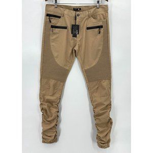 American Stitch Pants Mens Cargo Joggers Ruched Legs Khaki Polyester Blend L NWT